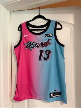 Nike Dri Fit Miami Heat Basketball Jersey Bam Adebayo 13 NBA Vice Versa Champion